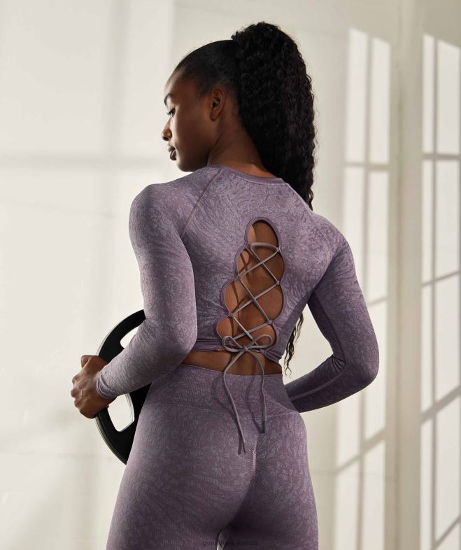 Gymshark adapter animal - haut sans couture à lacets dans le dos sauvage | lilas musqué femmes 6HF28453